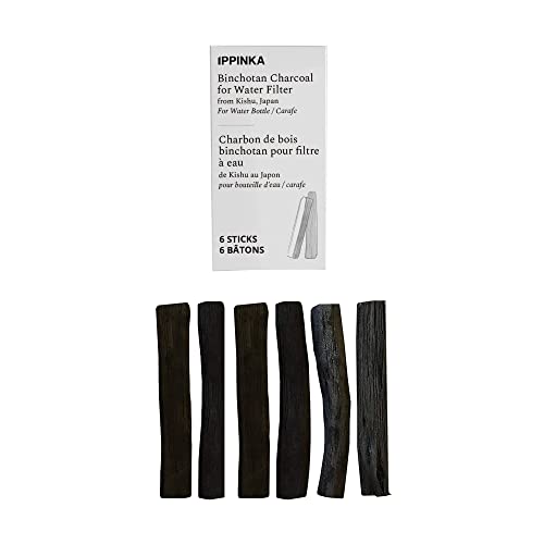 Binchotan Charcoal - Water Purifying Stick from Kishu, Japan - Each Stick Filters Personal-Sized Water Bottle - 6 Slim Sticks