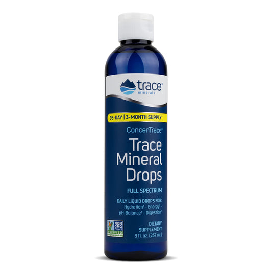 Trace Minerals ConcenTrace Drops | Full Spectrum Minerals | Ionic Liquid Magnesium, Chloride, Potassium | Low Sodium | 96 Day Supply, 8 fl oz (Pack of 1)