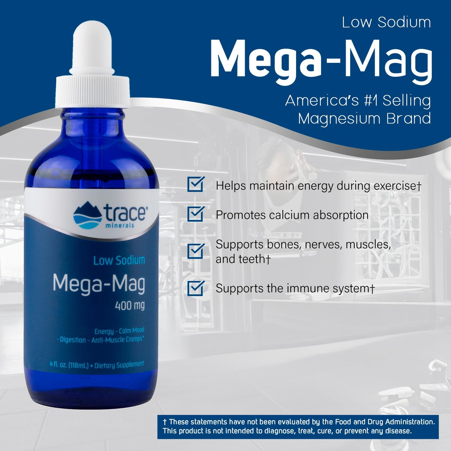 Trace Minerals | Mega-Mag 400 mg Liquid Magnesium Chloride | Supports Normal Muscle Function | 30 Servings, 4 fl oz (1 Pack)